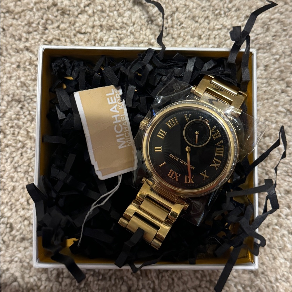 Michael Kors Black and Gold Roman Numeral Watch